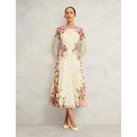HOBBS Pure Silk Floral Midaxi Skater Dress Multi