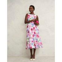 Floral Slash Neck Midi Skater Dress