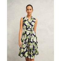 Floral Collared Knee Length Skater Dress