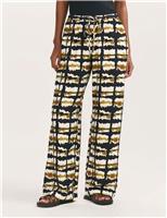 Printed Elasticated Waist Wide Leg Trousers