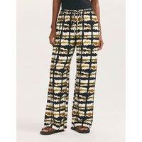 Finery London Printed Elasticated Waist Wide Leg Trousers Black Mix