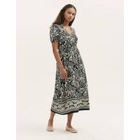 Finery London Printed V-Neck Midi Waisted Dress Black Mix