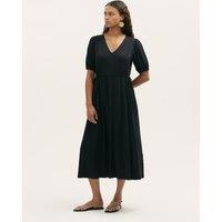 Finery London Jersey V-Neck Midi Waisted Dress Black