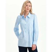 Finery London Cotton Rich Collared Pintuck Shirt Blue