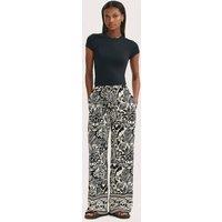 Finery London Printed Elasticated Waist Wide Leg Trousers Black Mix