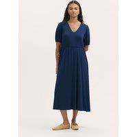 Finery London Jersey V-Neck Midi Waisted Dress Navy