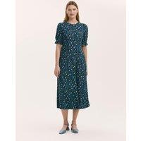 Jersey Floral Puff Sleeve Midi Tea Dress