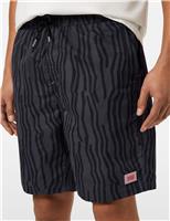Scotch & Soda Pocketed Printed Longer Length Swim Shorts Black