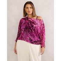 Animal Print Slash Neck Blouse