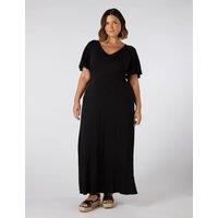 Live Unlimited London Jersey V-Neck Maxi Tea Dress Black