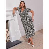 Floral V-Neck Midi Tea Dress