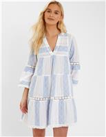 Cotton Rich Striped Mini Beach Dress