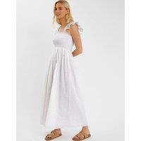 Pure Cotton Shirred Broderie Maxi Dress