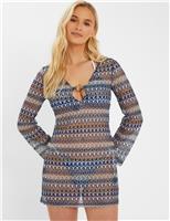 Textured Zig-Zag Mini Beach Dress