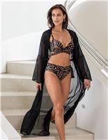 Chiffon Tie Front Maxi Beach Kimono