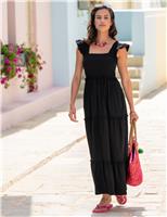 Pure Cotton Square Neck Maxi Beach Dress