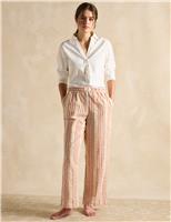 Pure Cotton Striped Elasticated Waist Trousers