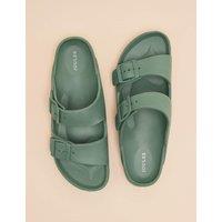 Joules Buckle Strappy Flat Sandals Green
