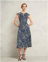 Floral Cut Out Detail Midi Skater Dress