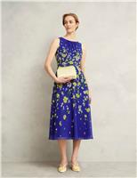 Sheer Floral Midi Skater Dress