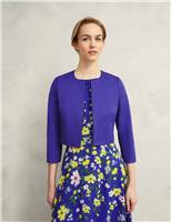 Cotton Blend Textured Cropped Jacket