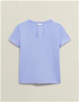 Pure Cotton Slub V-Neck T-Shirt