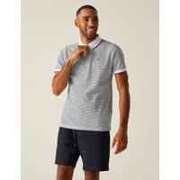 Regatta Tiver Pure Cotton Striped Tipped Polo Shirt White Mix
