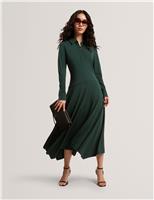 Crepe Collared Midi Dress