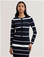 Ted Baker Striped Crew Neck Cardigan Navy