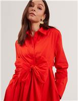Pure Cotton Wrap Shirt Midi Dress