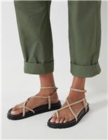 Suede Buckle Strappy Flat Sandals