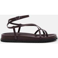 HUSH Leather Buckle Ankle Strap Flat Sandals Burgundy