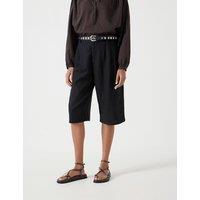 HUSH Linen Blend High Waisted Bermuda Shorts Black