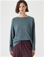 Pure Cotton Slash Neck Raglan Top