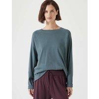 Pure Cotton Slash Neck Raglan Top