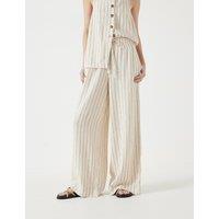 HUSH Linen Blend Wide Leg Trousers Ecru Mix