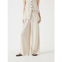 HUSH Linen Blend Wide Leg Trousers Ecru Mix