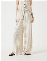 Linen Blend Wide Leg Trousers
