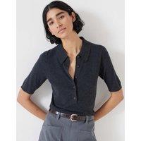 Wool Blend Collared Neck Knitted Top
