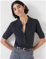 HUSH Wool Blend Collared Neck Knitted Top Charcoal