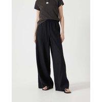 HUSH Linen Blend Wide Leg Trousers Black