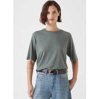 HUSH Cotton Rich Crew Neck T-Shirt Medium Green