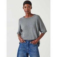 HUSH Cotton Rich Crew Neck T-Shirt Grey Marl