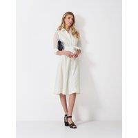 Crew Clothing Pure Cotton Broderie Midi Shirt Dress White