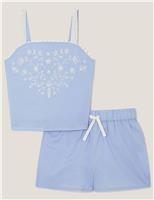 Pure Cotton Embroidered Short Pyjamas (2-13 Yrs)