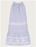 Monsoon Pure Cotton Embroidered Dress (3-13 Yrs) Blue Mix