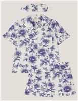 Pure Cotton Floral Short Pyjamas (2-13 Yrs)