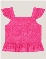 Monsoon Pure Cotton Cropped Top (3-13 Yrs) Pink