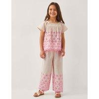 Monsoon Cotton Rich Broderie Top (3-13 Yrs) Ivory