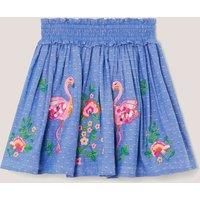 Chambray Flamingo Embroidered Skirt (3-13 Yrs)